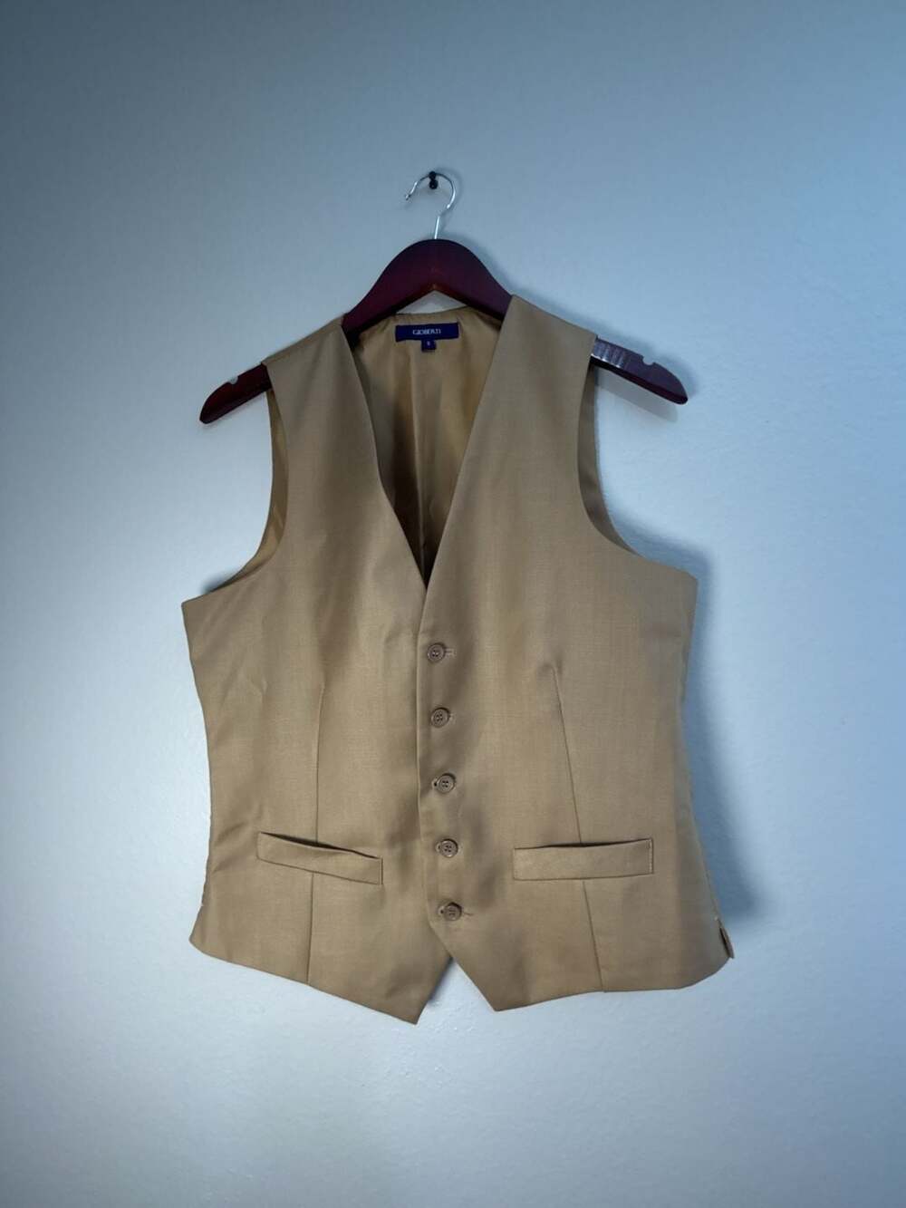 Gioberti Men's Tan Dress Vest Size S